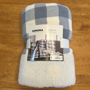 NWT! Sonoma Sherpa + Cotton Throw Blanket ~ 50” x 60”